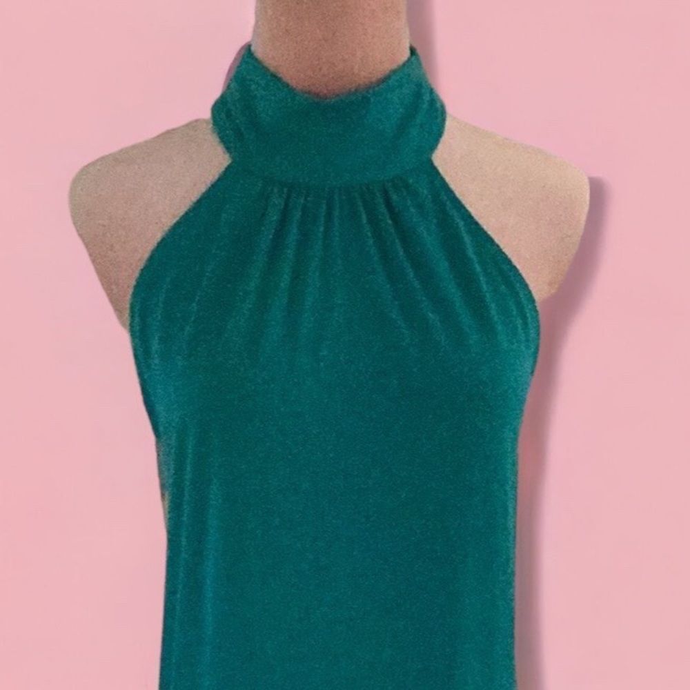MICHAEL KORS SLEEVELESS HALTER MINI DRESS GREEN MEDIUM - Picture 6 of 10